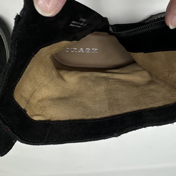 Trask Boots Womens Size 9 / 10 Black Suede Side Zip Ankle Booties Comfort - Picture 10 of 11